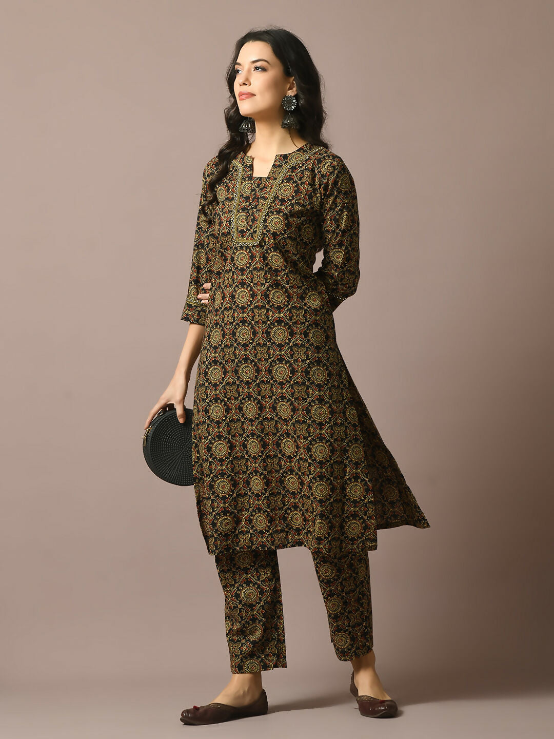 Myshka Women's Multi Printed Cotton Straight Party Kurta Set - Distacart