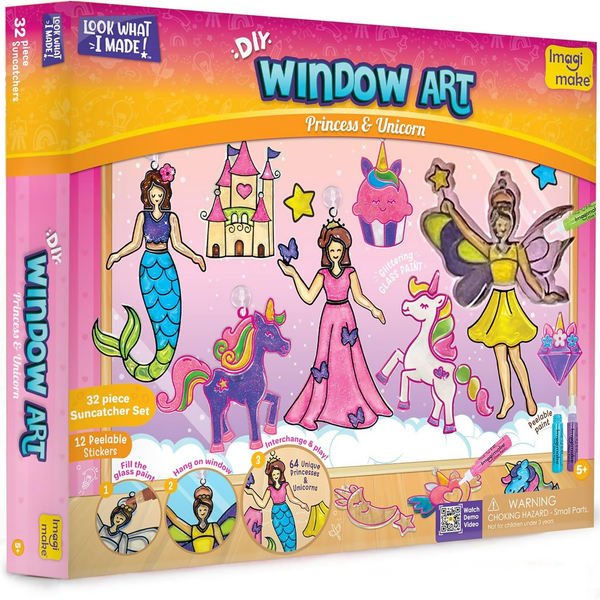 Imagimake Window Art Princess & Unicorn Suncatcher Kit Unicorn Toys for Girls Age 5-8 Craft Kits