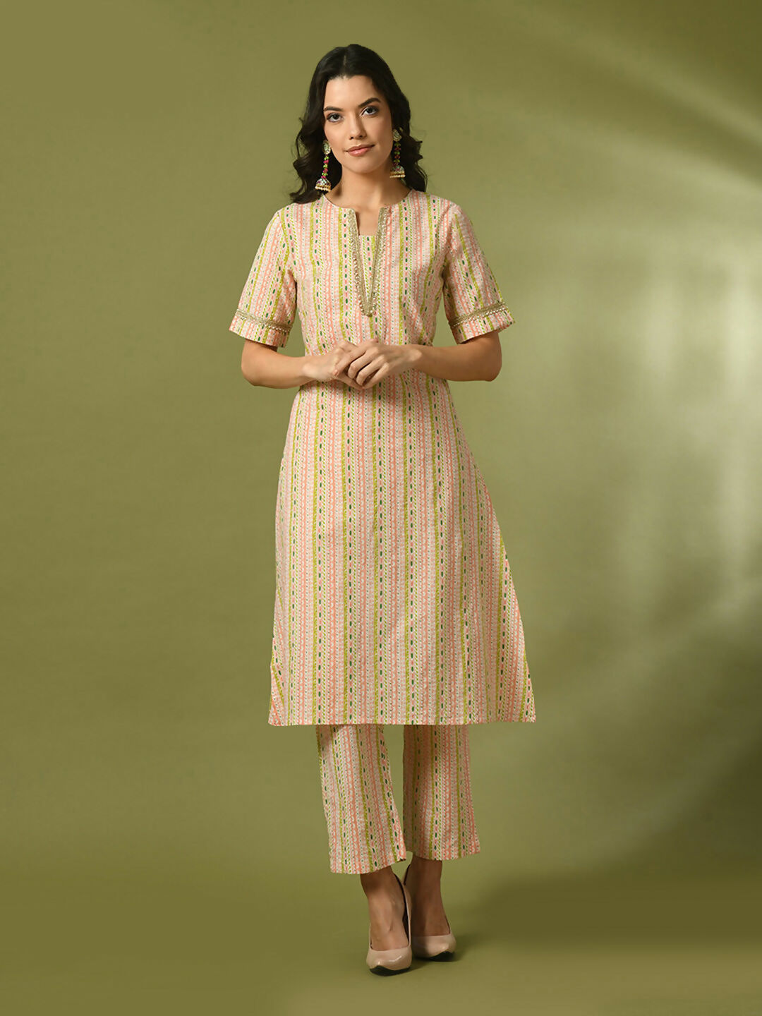 Myshka Women's Multi Printed Cotton Straight Party Kurta Set - Distacart