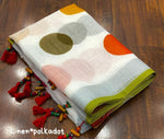 Thumbnail for White Pure Linen Ethnic Motifs Saree with Unstitched Blouse - A2M