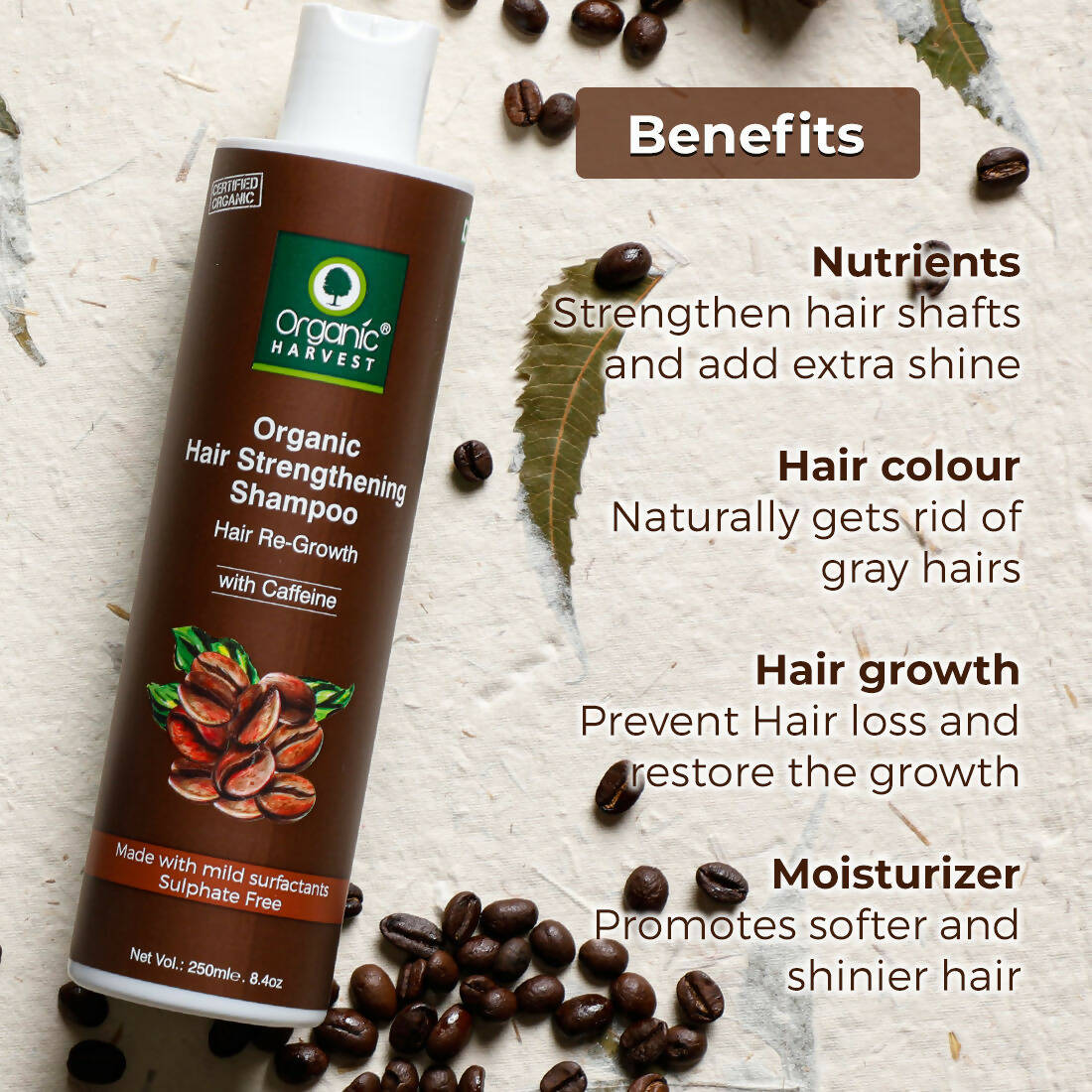 Organic Harvest Organic Hair Strengthening Shampoo Hair Re-Growth With Caffeine - Distacart