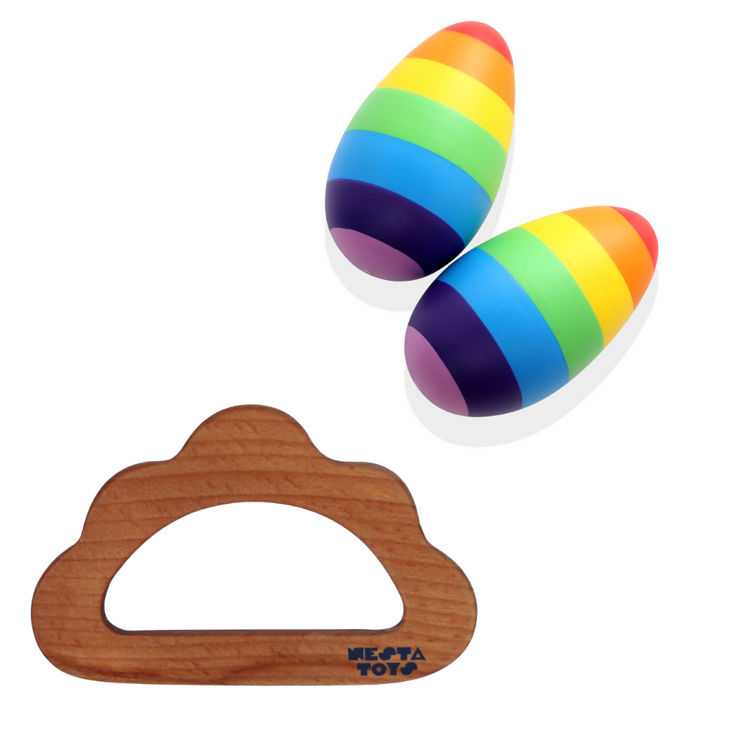 Wooden Egg Shaker & Teether Combo 1