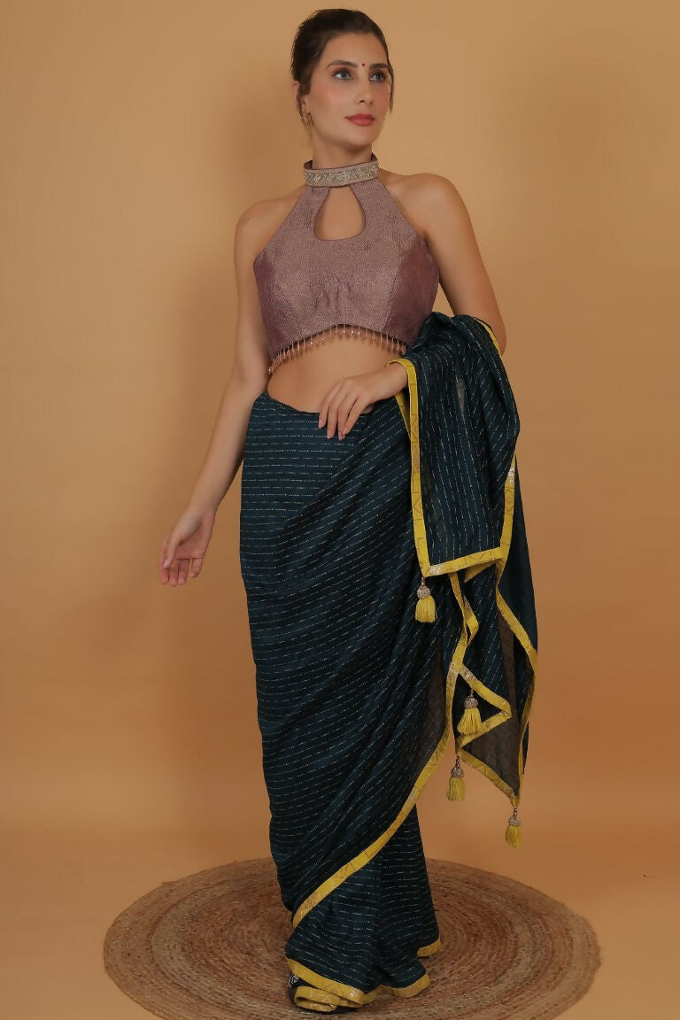 Joban Fashion Silk Zircoon And Beads Padded Blouse - Light Mauve