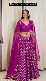 Thumbnail for Jyoti Fashion Women's Wine Faux Georgette Sequins with Thread Embroidered Designer Lehenga Choli Set - Distacart