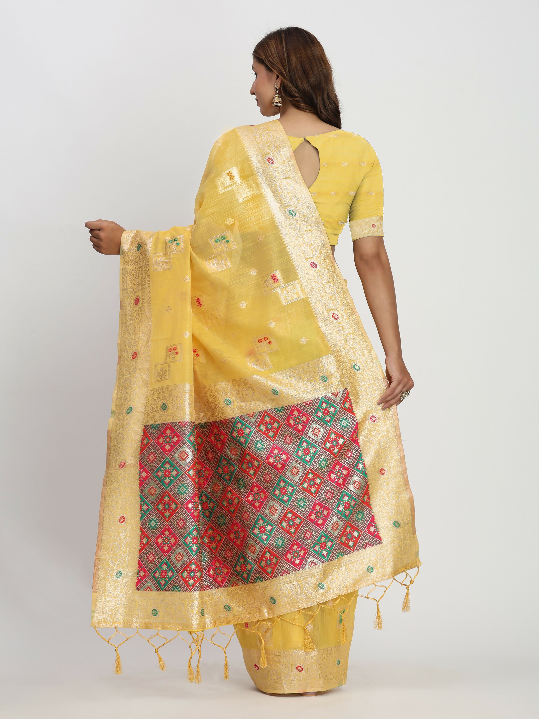 Astita Linen Cotton Yellow Saree