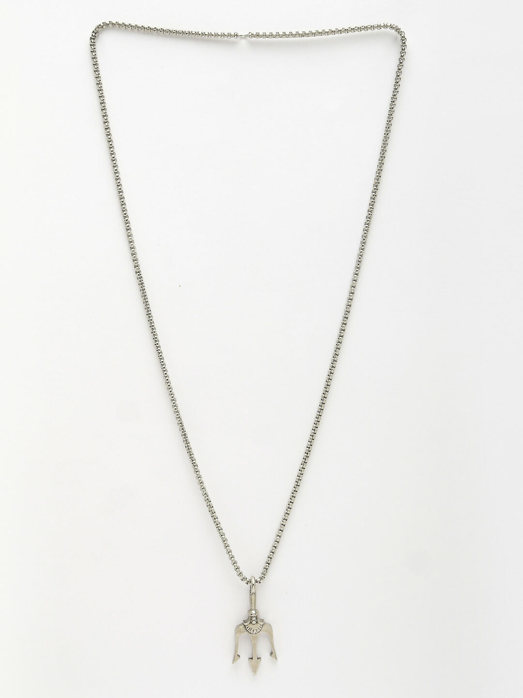 NVR Men's Silver-Plated Stainless Steel Geometric Charm Pendant With Chain - Distacart