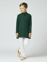 Thumbnail for Joban Fashion Kids Island Full Sleeves Cotton Kurta and Pyjama Set with Sequin work - Green - Distacart