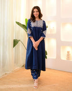 Thumbnail for The52 Women's Beautiful Viscose Rayon Fabric Thread Work Flared Kurta Pant Set - Distacart