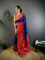Thumbnail for Joban Fashion Banarasi Navy Blue Woven Soft Silk Saree