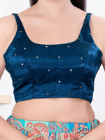 Thumbnail for Joban Fashion Cobalt-Blue Gajji Silk Sleeveless Back Open Blouse