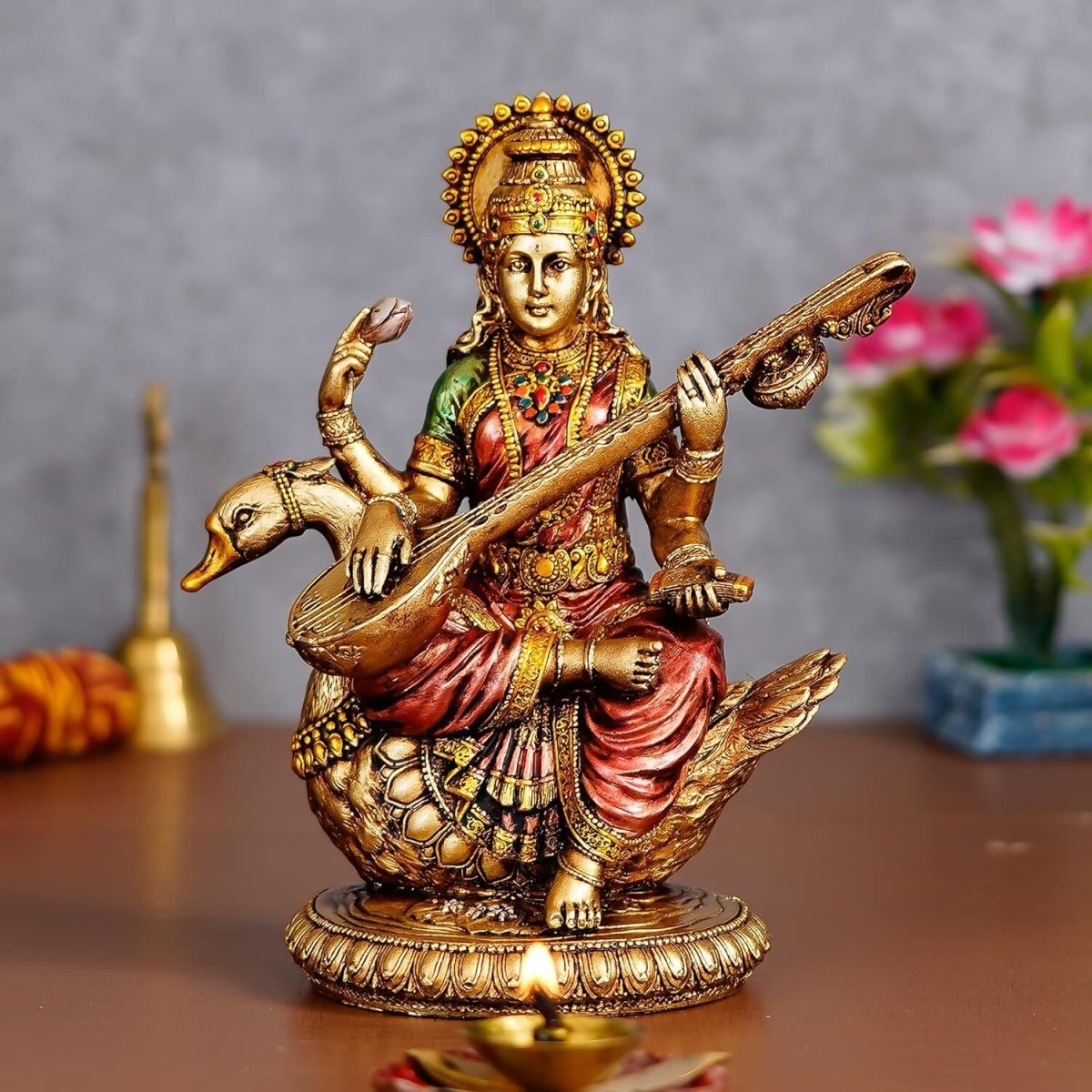 Antiqu Goddess Saraswati Idol - Distacart