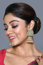 Thumbnail for Joban Fashion Women Kundan Pearl Golden White Earrings - Distacart