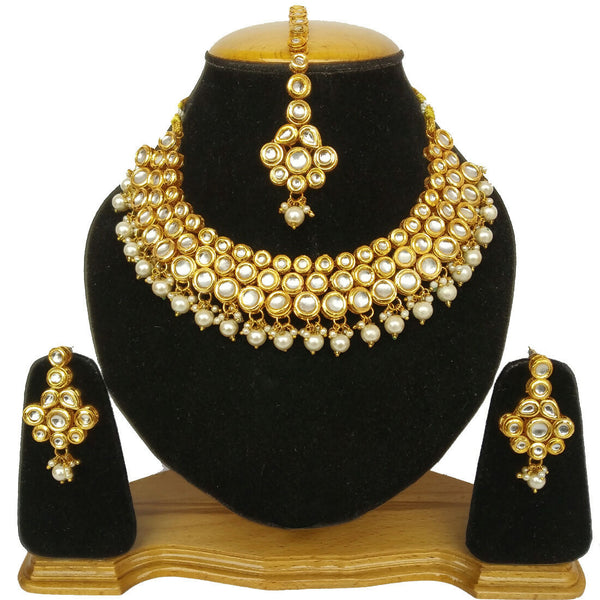 Joban Fashion Hand Made High Quality Gold Plated Base Metal Alloy Kundan Stone Studded Kundan Jewellery Set - Distacart