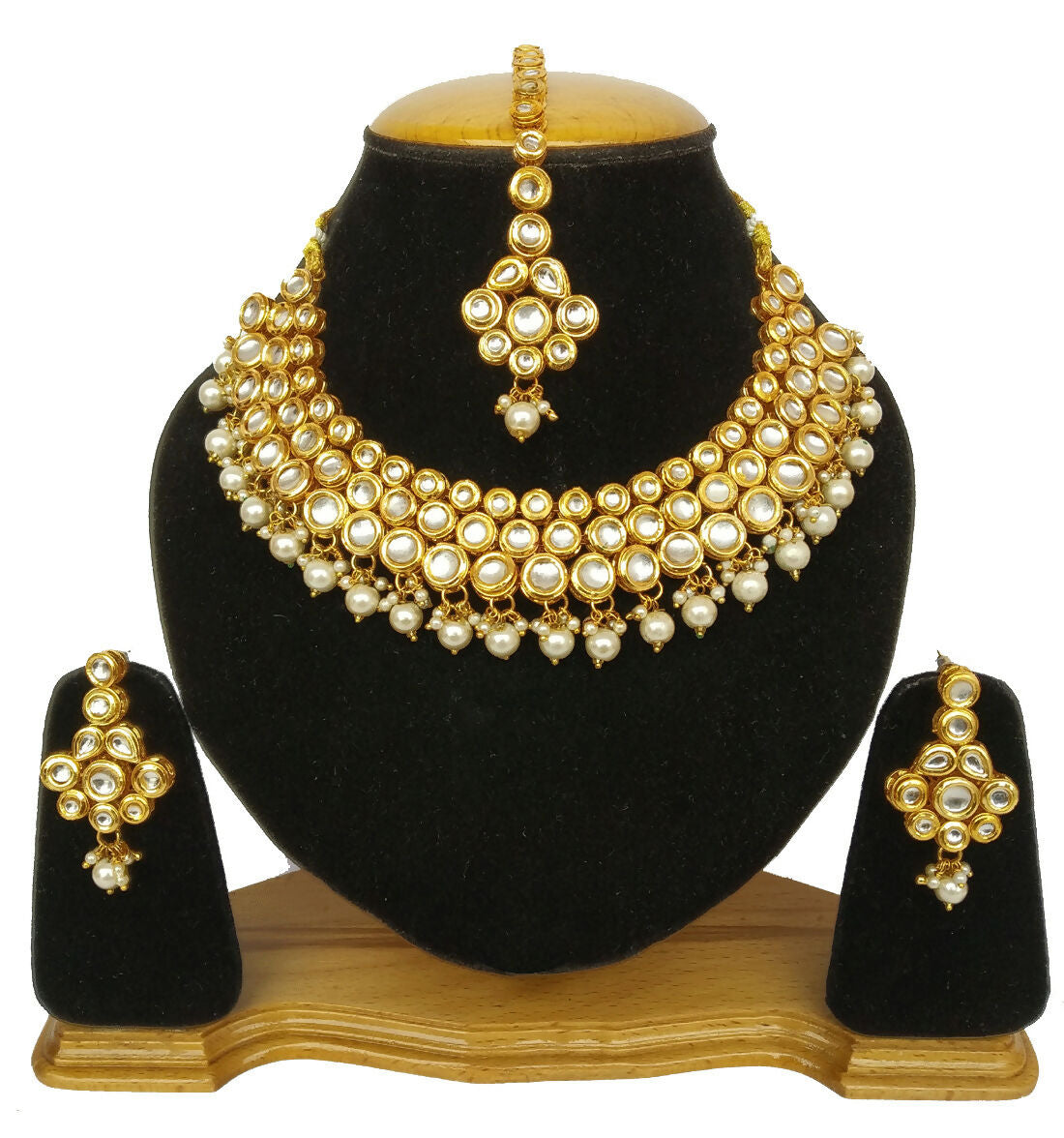Joban Fashion Hand Made High Quality Gold Plated Base Metal Alloy Kundan Stone Studded Kundan Jewellery Set - Distacart
