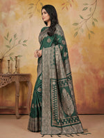 Thumbnail for Shree Shyam Fashion Green Silk Blend Saree - Distacart