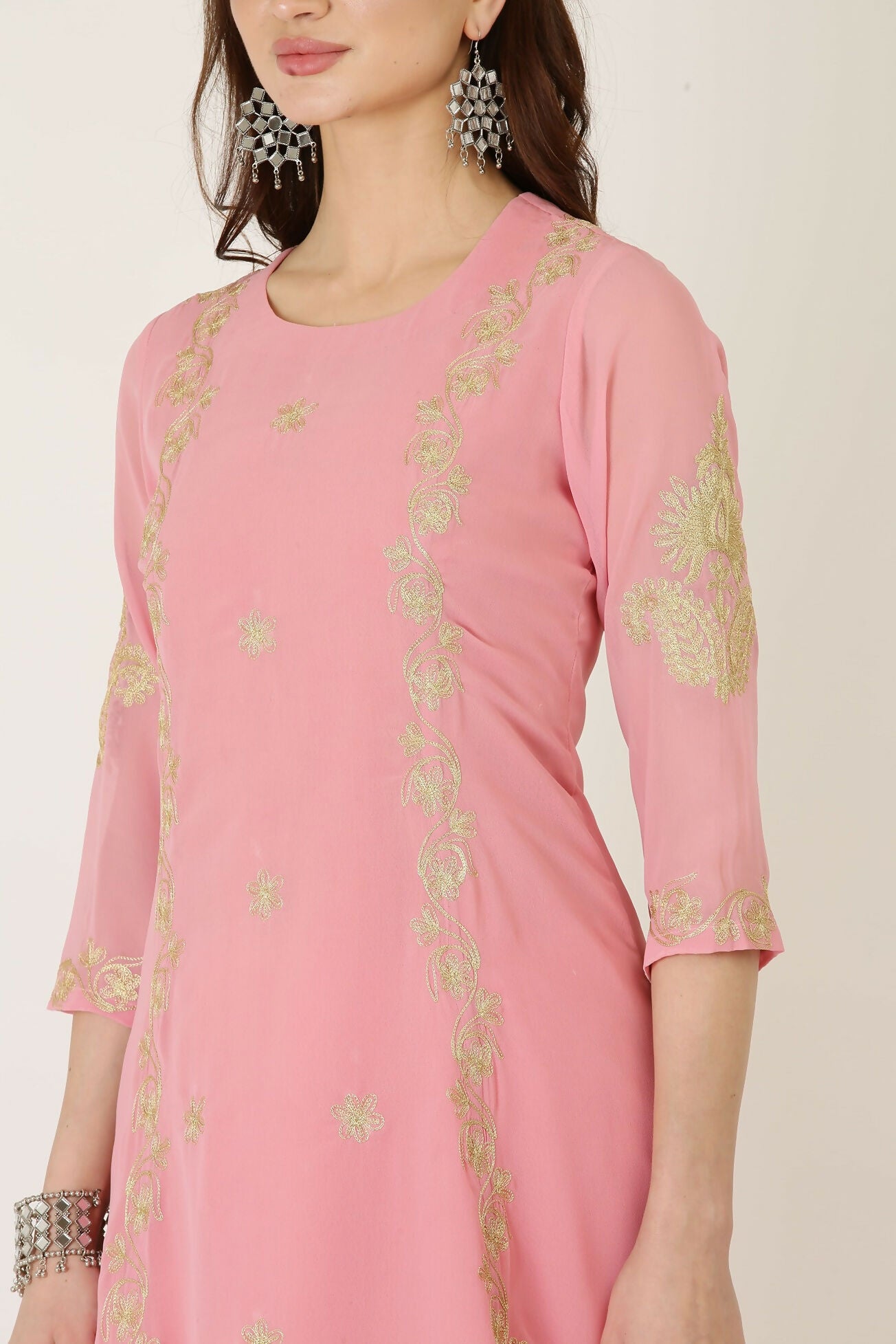 Joban Fashion Pink Georgette Kurta Set