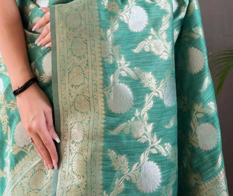 Preksha Creation Banarasi Soft Silk Women Blue Saree - Distacart