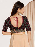 Thumbnail for Joban Fashion Black Cotton Padded Blouse With V Neck Elbow Sleeves - Distacart