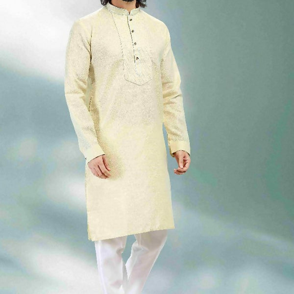Raivat Ethnic Linen Cotton Pintux Work Kurta Pajama In Pista Green Colour - Dista