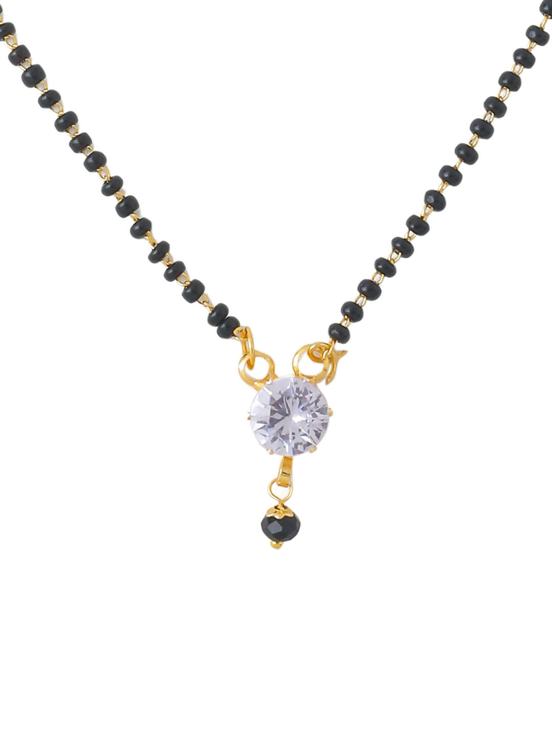 NVR Women's's Set of 2 Black Gold-Plated Beaded Mangalsutra With Ad Stone - Distacart