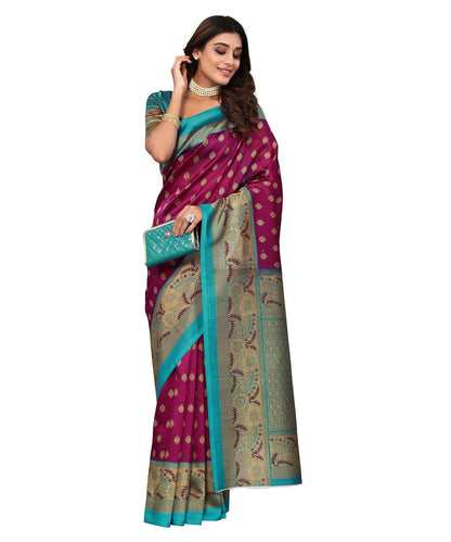 Vamika Purple Printed Art Silk Saree - Distacart