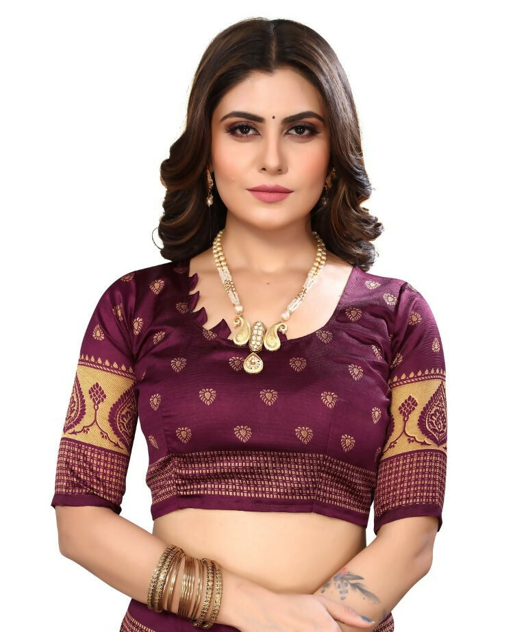 Vamika Purple Printed Art Silk Saree - Distacart
