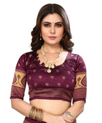 Thumbnail for Vamika Purple Printed Art Silk Saree - Distacart
