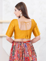 Thumbnail for Joban Fashion Mustard Dupion Silk Elbow Sleeveless Front Open Blouse