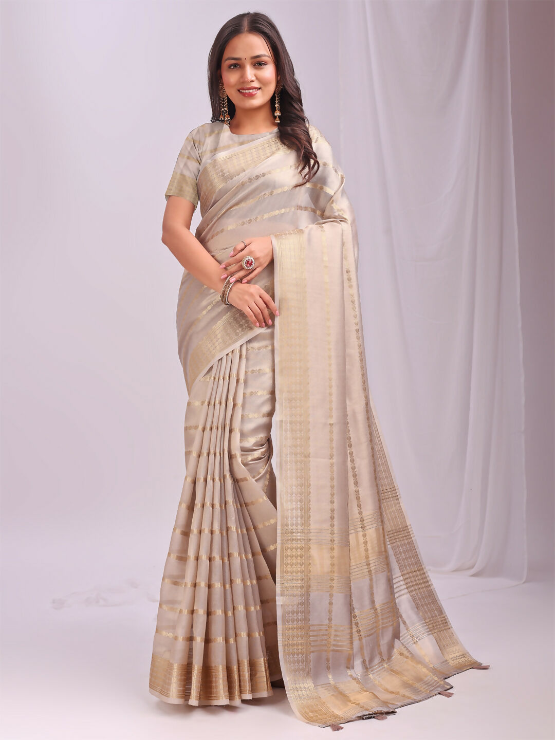 Astita Organza Cream Saree