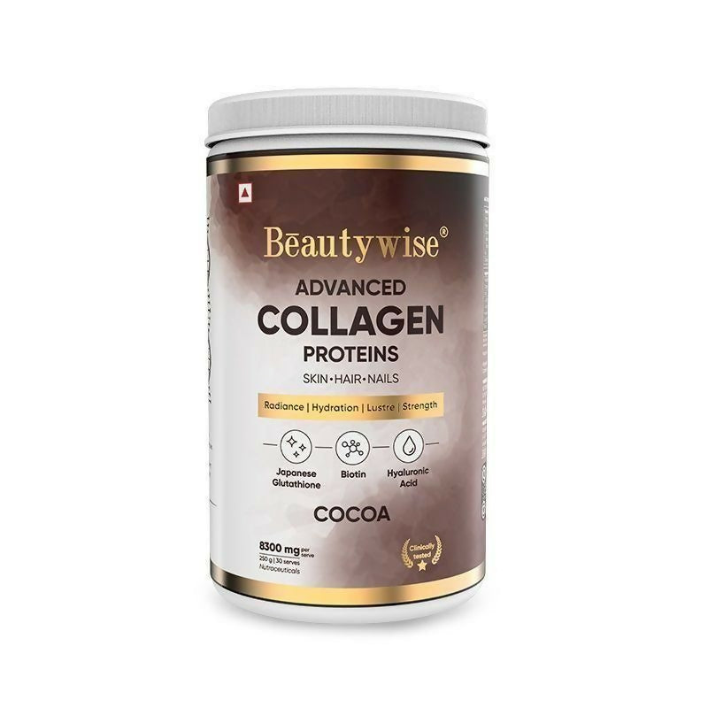 Beautywise Advanced Marine Collagen Anti-Aging Powder - Glutathione, HA & Biotin - Cocoa - Distacart