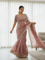Thumbnail for Joban Fashion Maroon Fandy Satin Silk Party Wear Sarees - Distacart