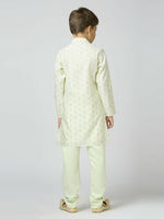 Thumbnail for Joban Fashion Kids Island Full Sleeves Chanderi Kurta, Pyjama Set with Traditional Butta Work - Pista - Distacart