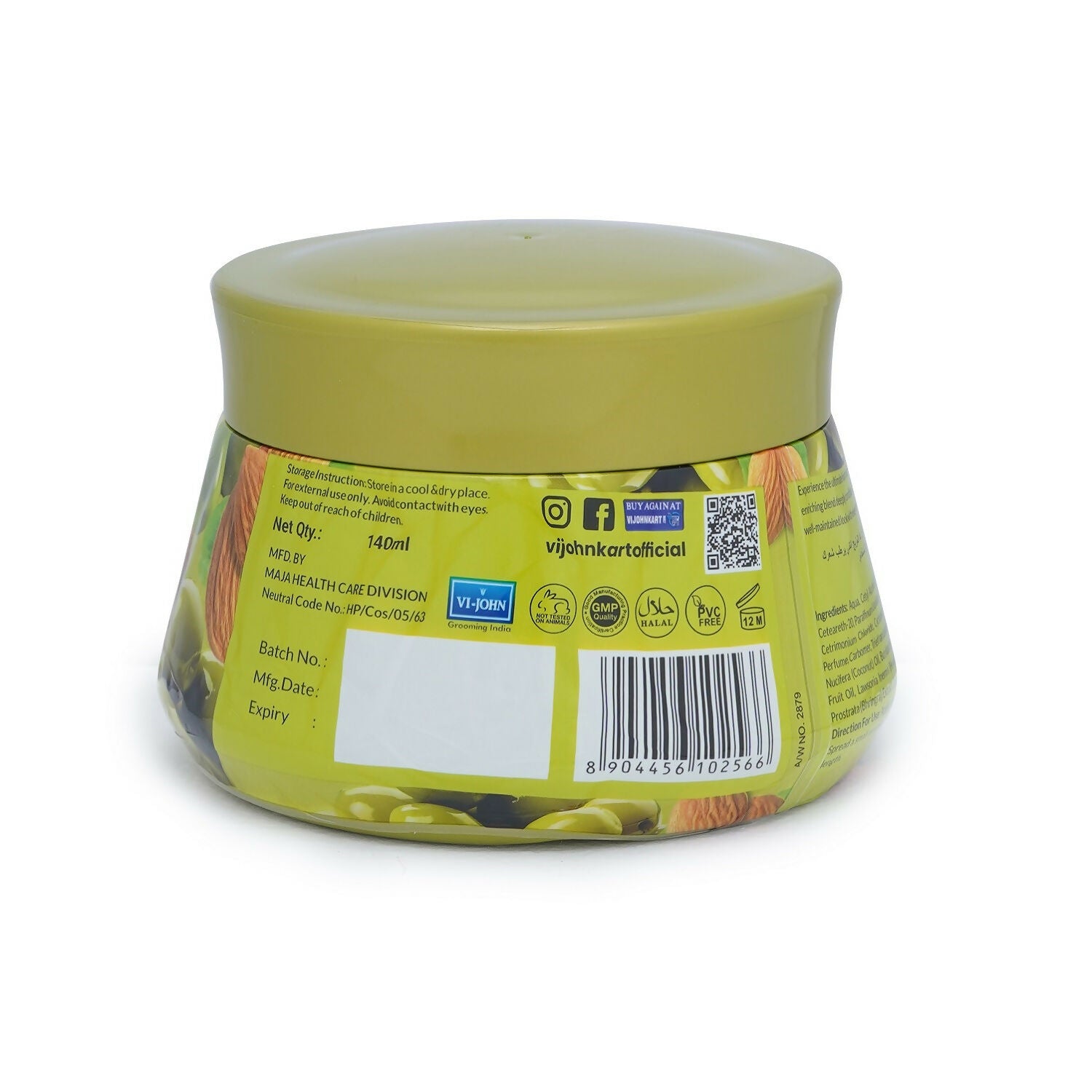 VI-JOHN Naturale Olive, Heena & Almond Styling Hair Cream Strength & Shine