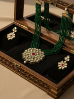 Thumbnail for NVR Women Gold Plated Green Kundan Jewellery Set - Distacart
