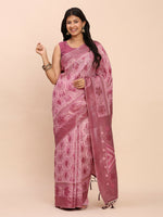 Thumbnail for Astita Linen Cotton Light Pink Saree