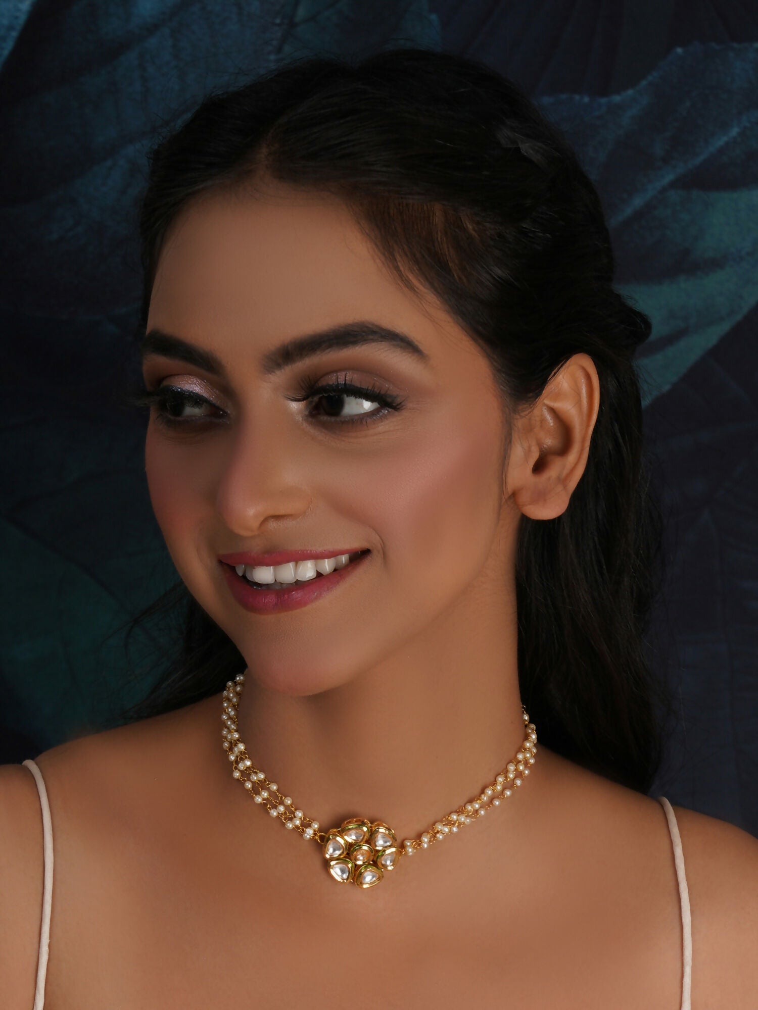 Kundan & Pearl Neckpiece (Gold) - Ruby Raang - Distacart