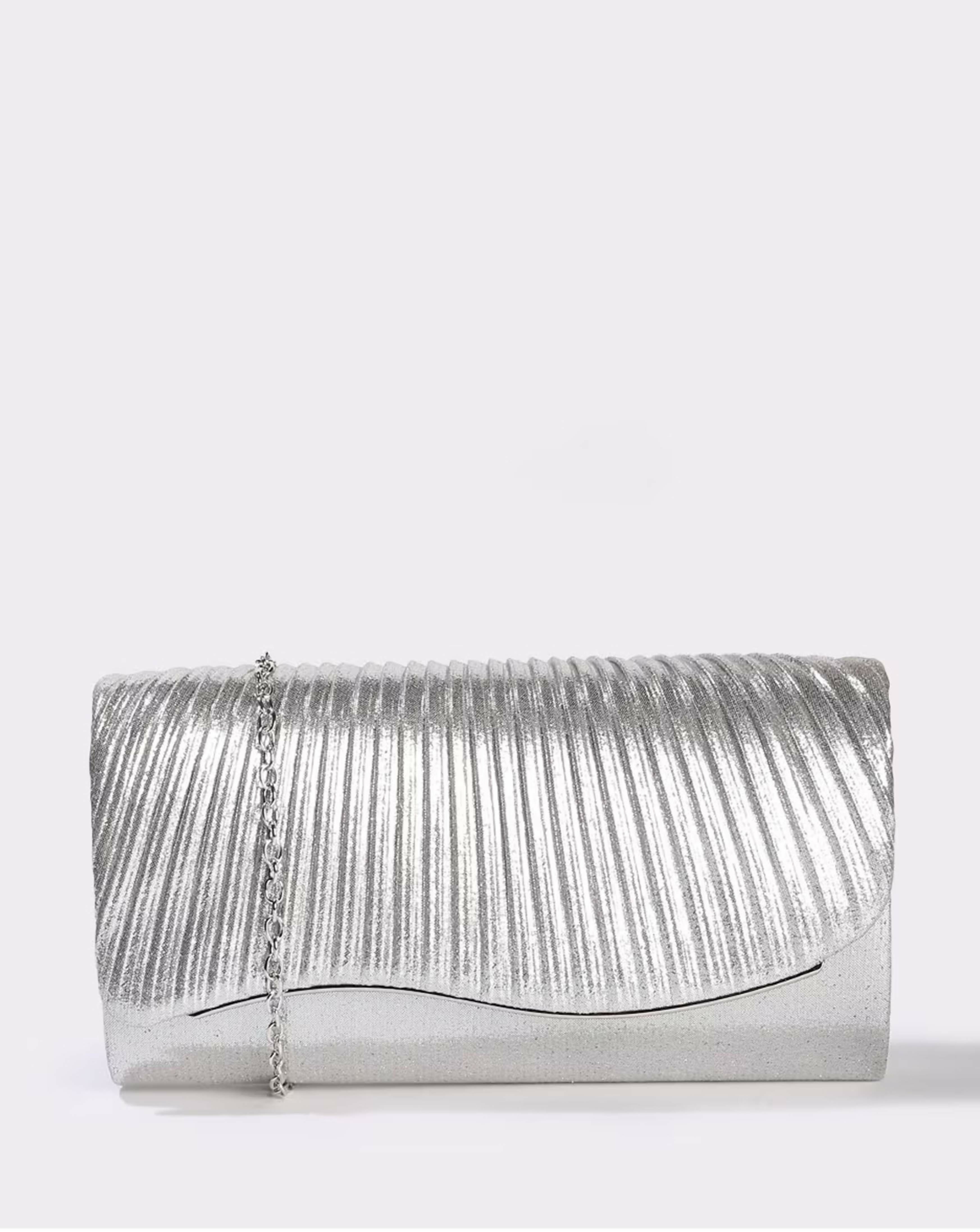 Joban Fashion Women Envelope Clutch With Chain Strap - Silver - Dista