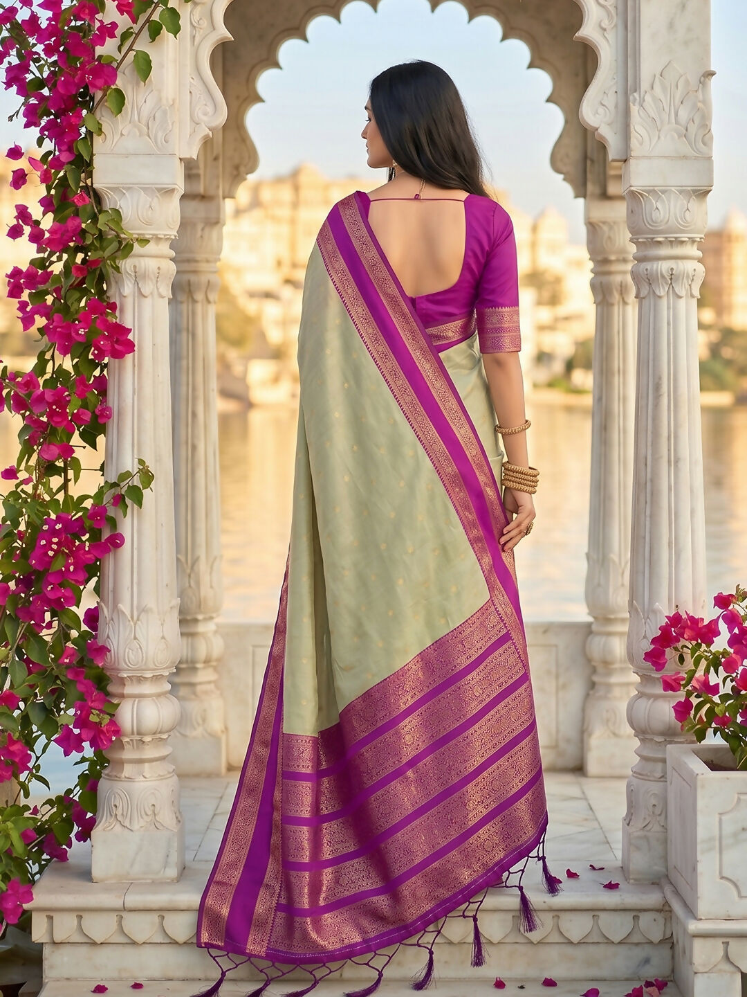 Shree Shyam Fashion Chiku Silk Blend Saree - Dista