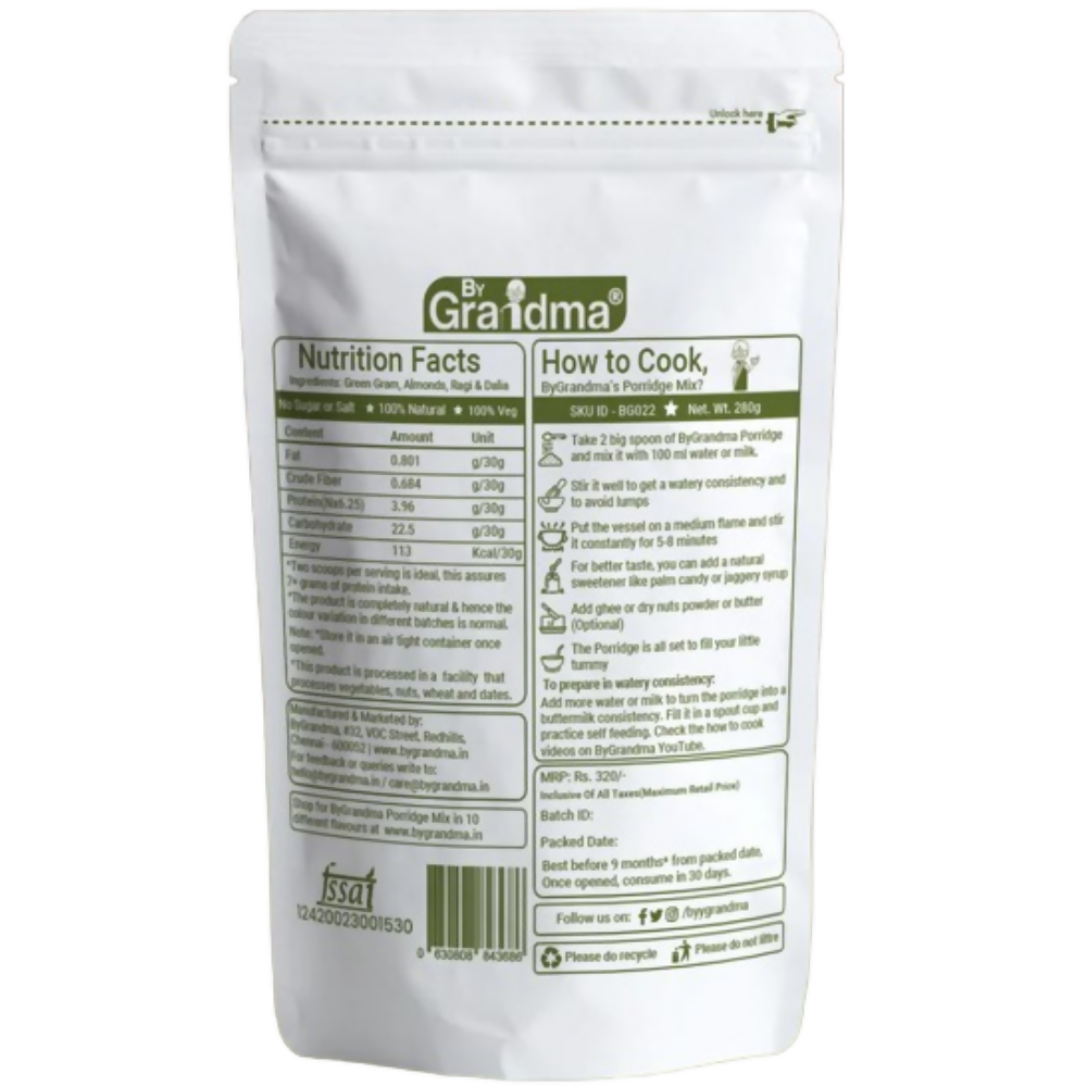 By Grandma Veggies & Nuts – Sprouted Cereal Green Gram, Almond, Ragi and Dalia - Distacart
