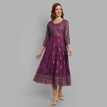 Thumbnail for Alvano Beautiful Printed Anarkali Kurta for Women and Girls Casual wear, Partywear, Wedding (Wine) - Distacart