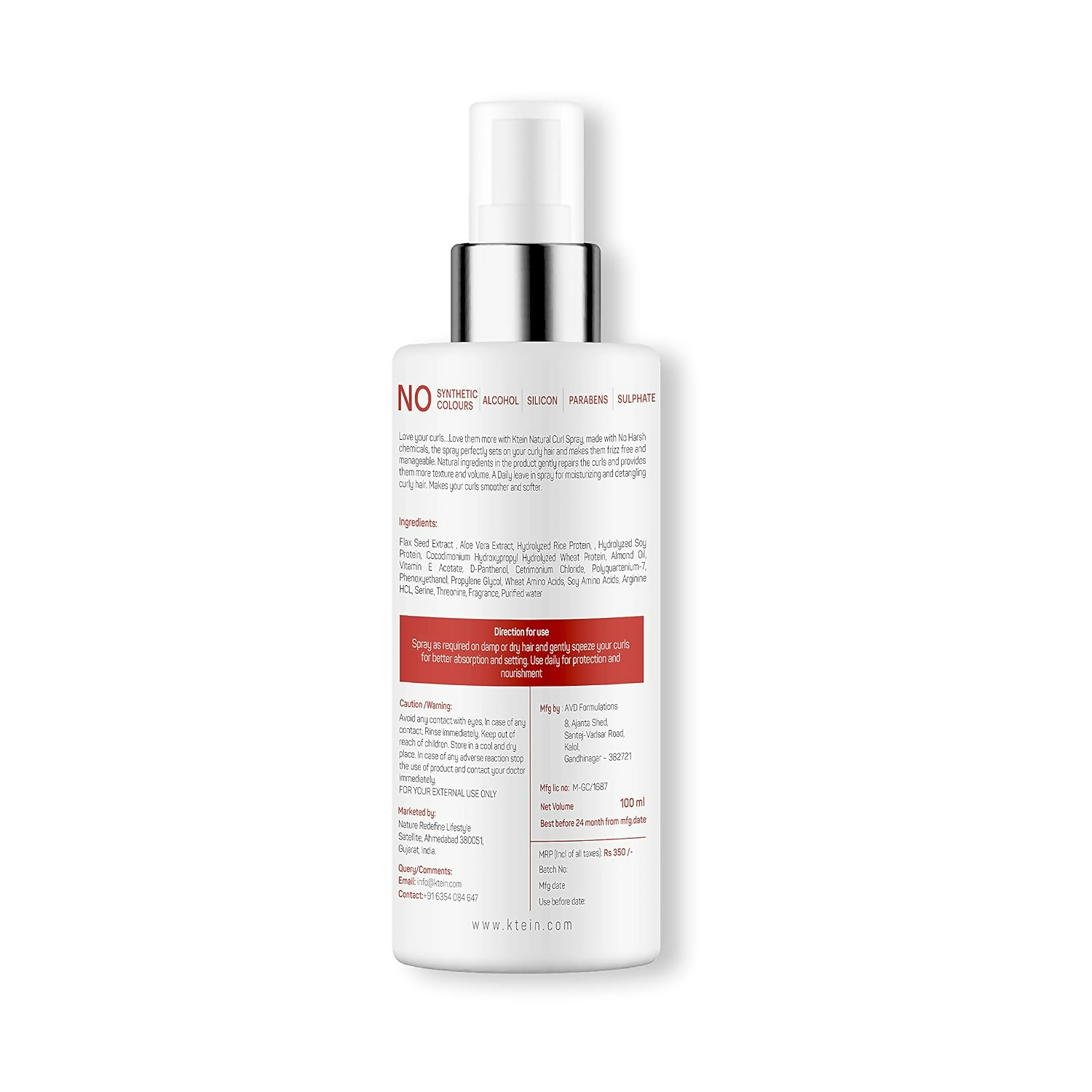 Ktein Natural Curl Defining Spray - Distacart
