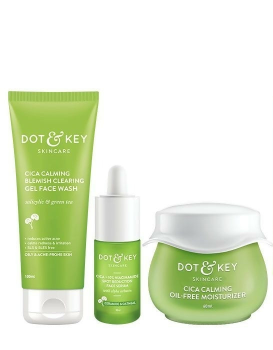 Dot & Key Cica + Niacinamide C + E CSM (Cleanser, Serum, Moisturizer) Routine for Oily & Acne Prone Skin - Distacart