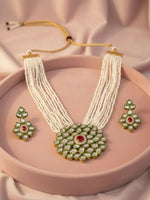 Thumbnail for NVR Women Gold Plated White Kundan Jewellery Set - Distacart