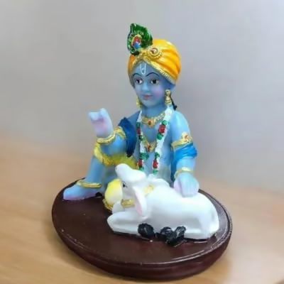 Krishna Laddu Gopal Murti with Cow - Dista