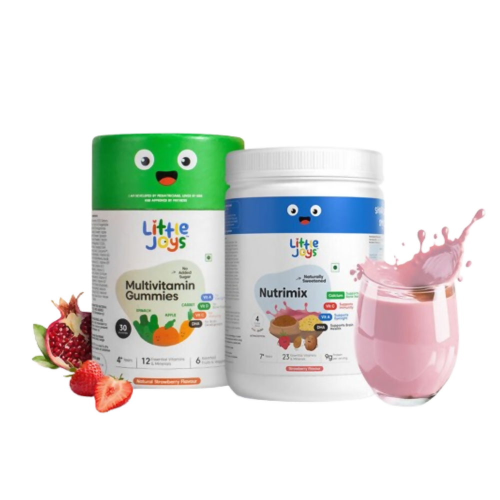 Little Joys Multivitamin Gummies & Nutrimix Immunity Boosting Kit 7+ Years - Strawberry - Distacart