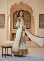 Thumbnail for Teeya Creation Multi Color Star Georgette Heavy Embroidery Work Functional Wear Salwar Suit - Distacart
