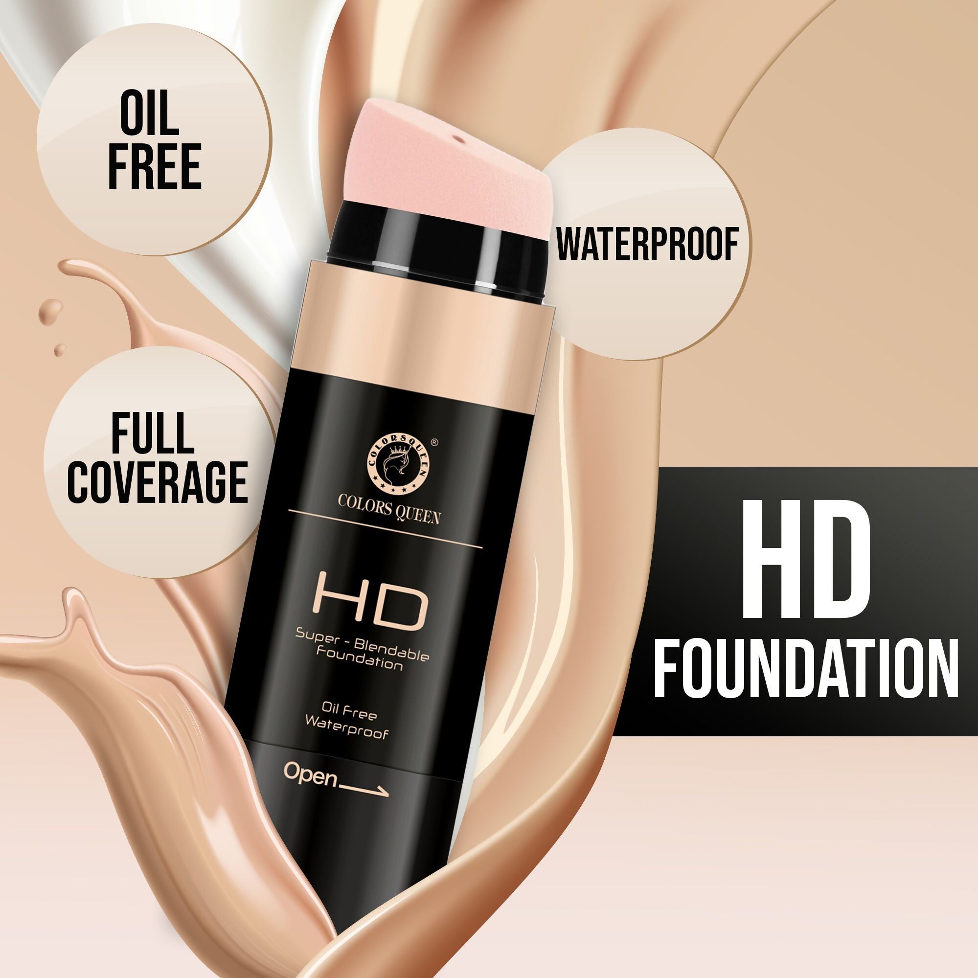 Colors Queen HD Super Blendable Foundation - 02 Beige - Distacart