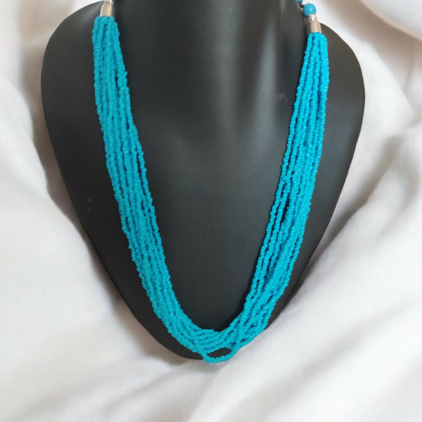 Inhanns Bloom Handmade Beaded Only Necklace - 12 Layers - Sky Bule Necklace - Distacart