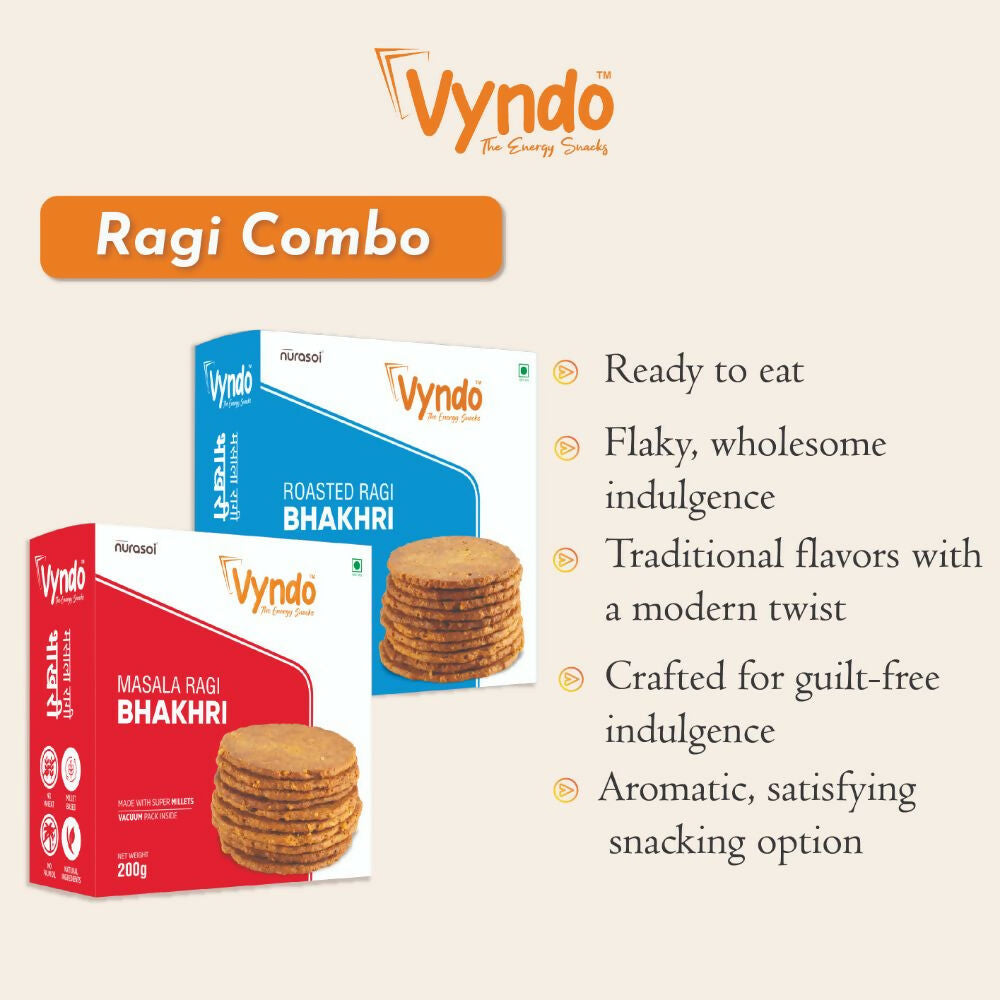 Vyndo Ragi Bhakhri Combo (Roasted Ragi Bhakhri + Masala Ragi Bhakhri) - Distacart