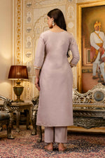 Thumbnail for The52 Lavender Women's Beautiful Viscose Shimmer Fabric Embroidered Work Straight Kurta Pant and Dupatta Set - Distacart